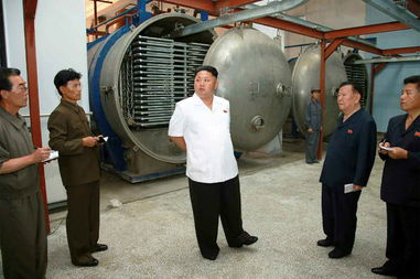 金正恩視察水產品加工廠時的表情和走姿